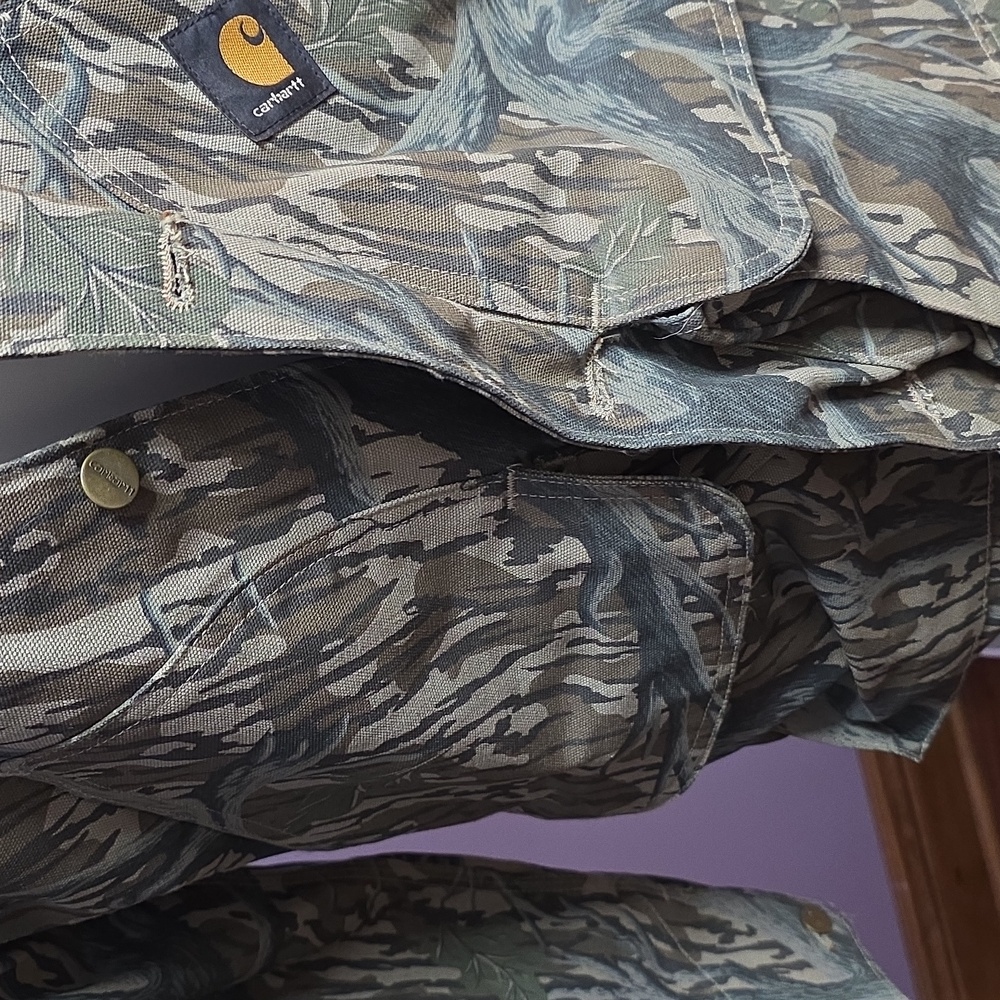 VTG Carhartt Mens Hunting Jacket Medium Camo Mossy Oak Blanket Lined Coat - Picture 2 of 8